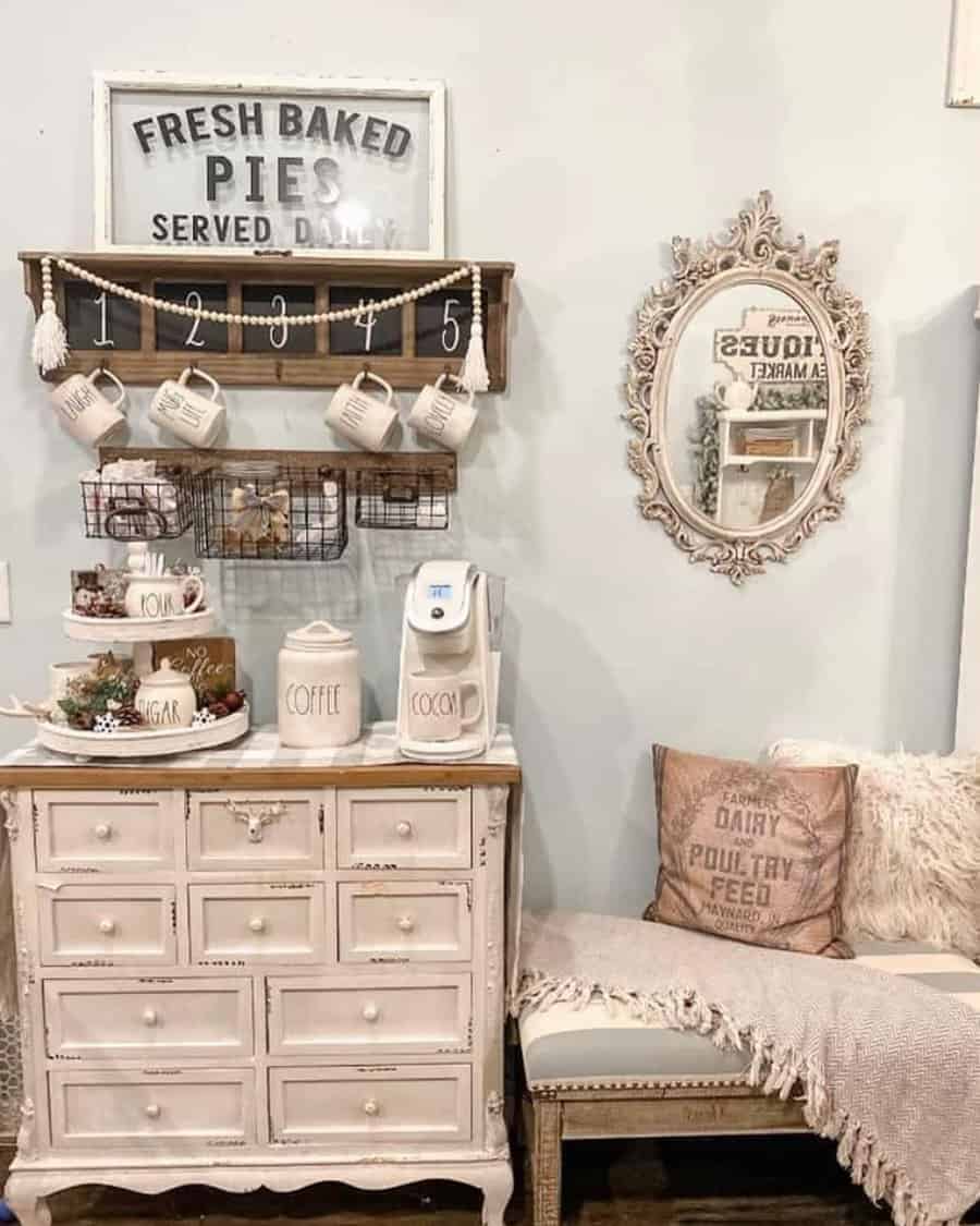 Rustic Coffee Bar Ideas cottageonwynn