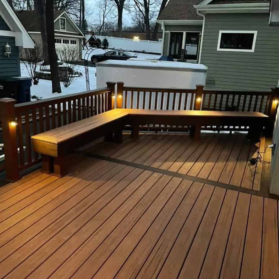 Corner deck bench