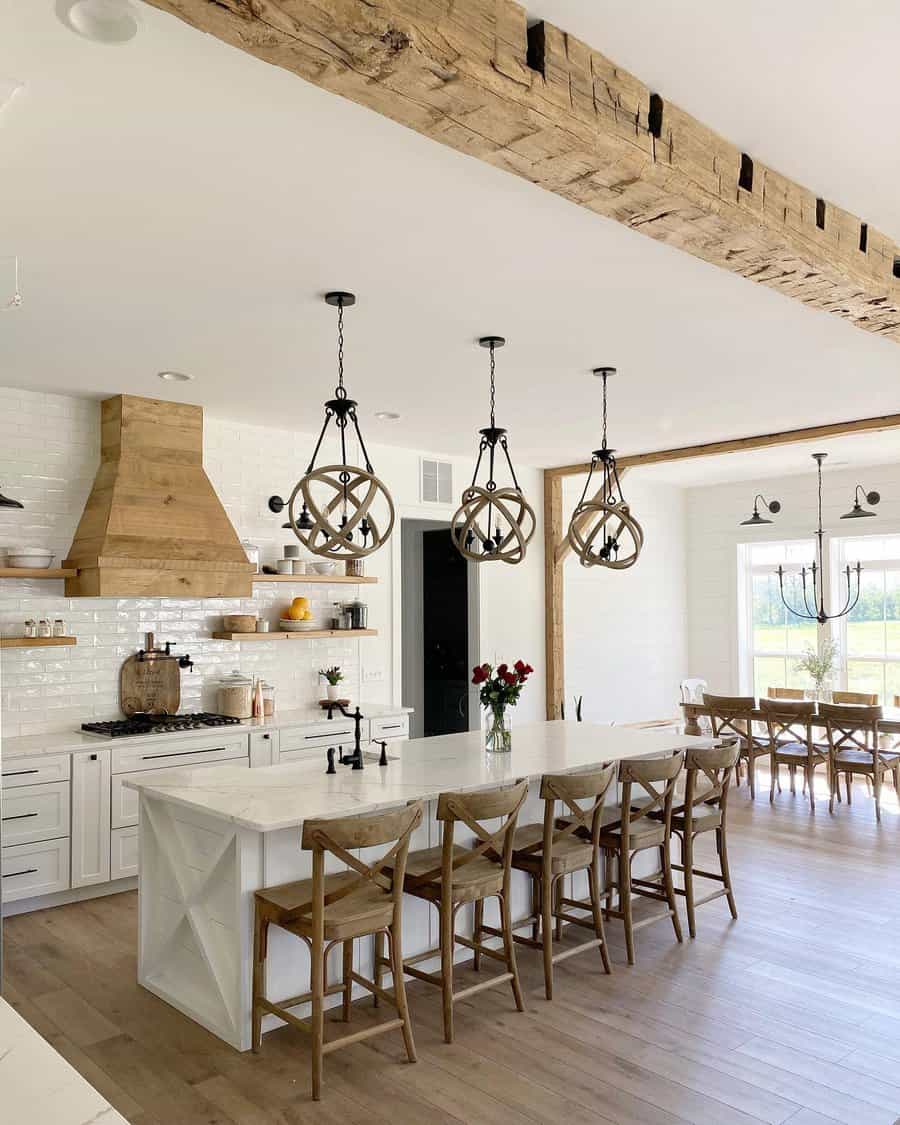 Farmhouse kitchen with ceiling beams