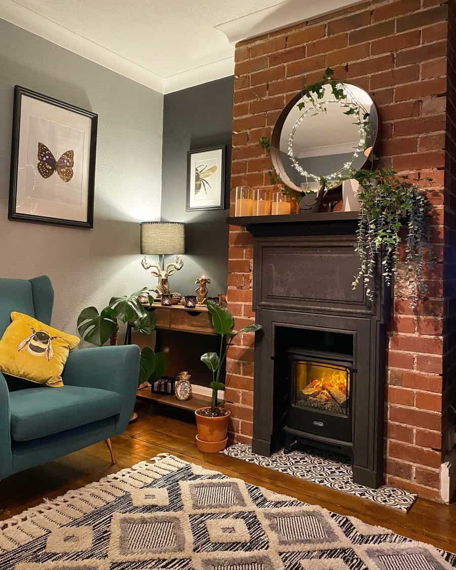 Rustic fireplace surround