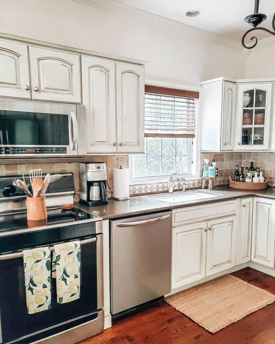 White washed kitchen cabinet