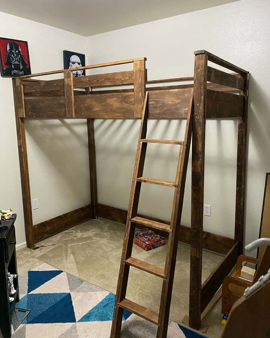 Rustic style loft bed