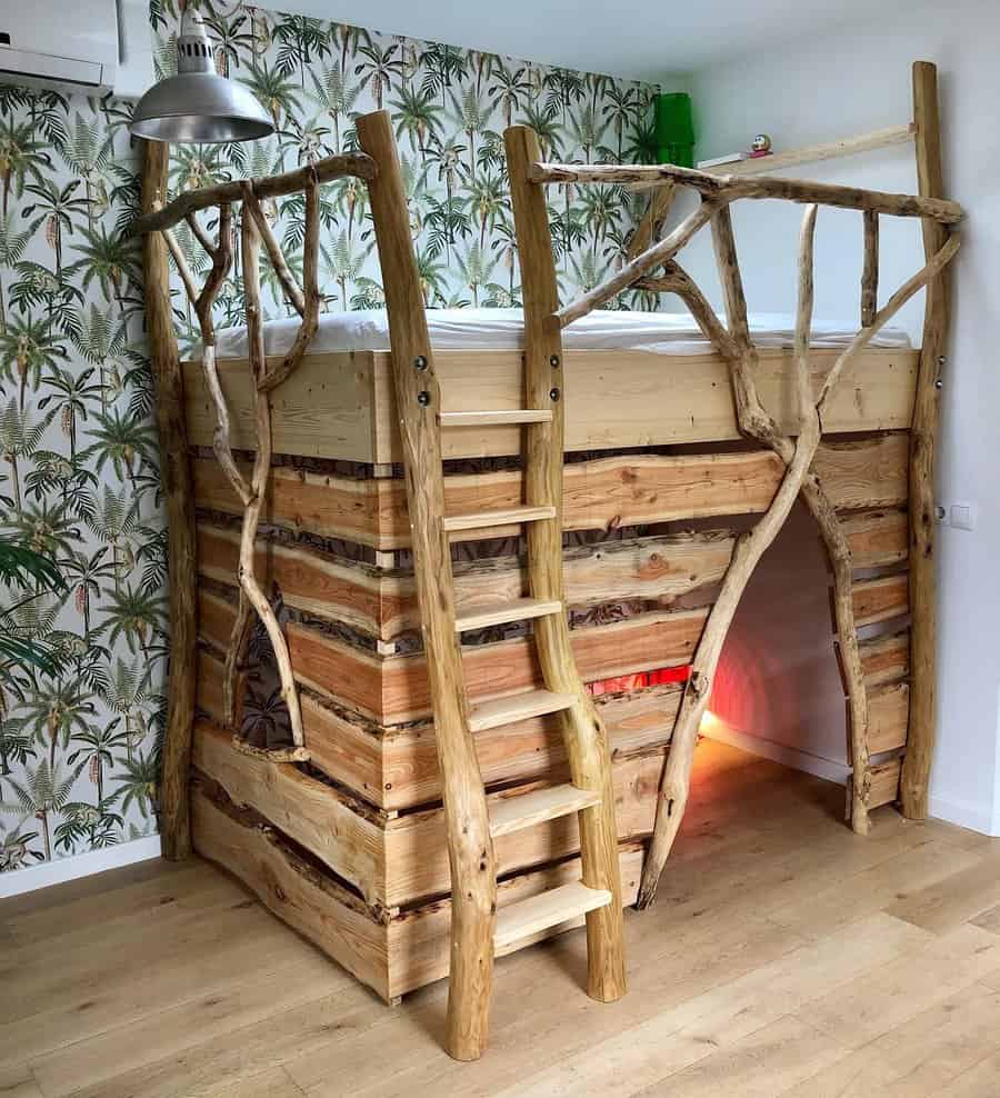 loft bed with tiki hut