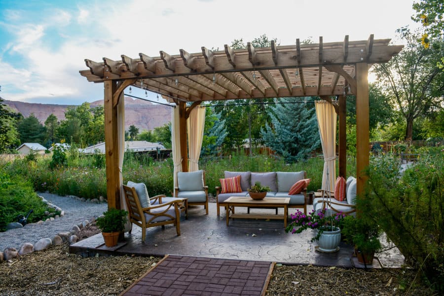 Rustic wood pergola