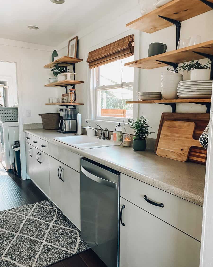 Rustic small galley kitchen