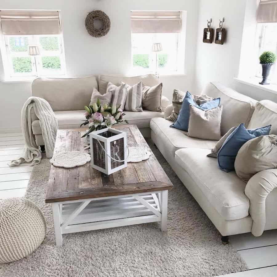 Cozy living room with white palette