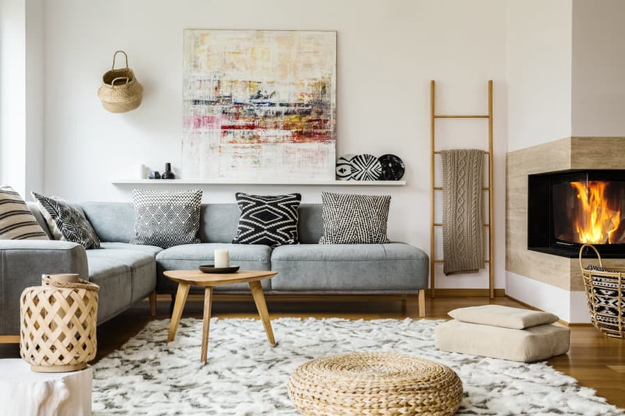 Chic living room with gray Scandinavian decor