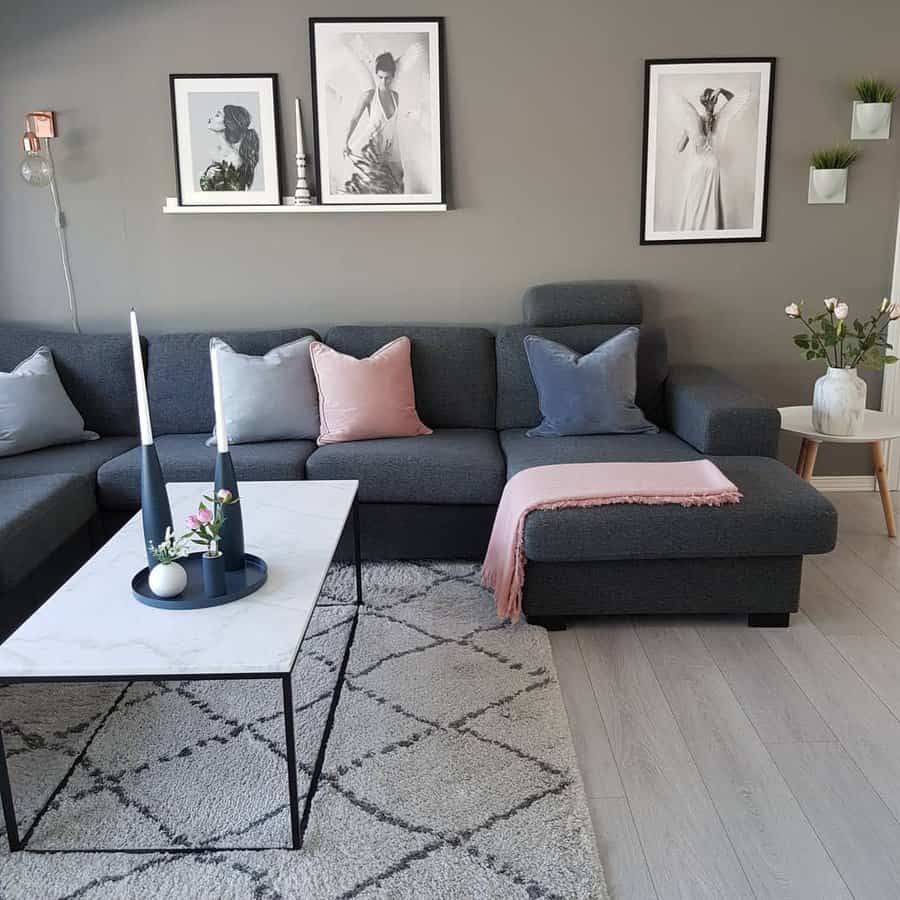 Gray living room with Scandinavian decor