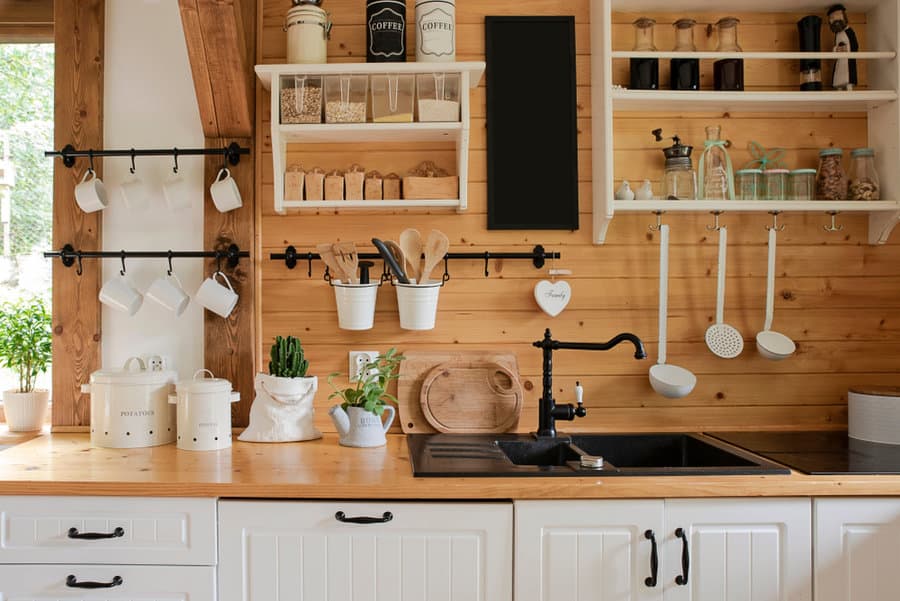 Rustic kitchen with wood countertop