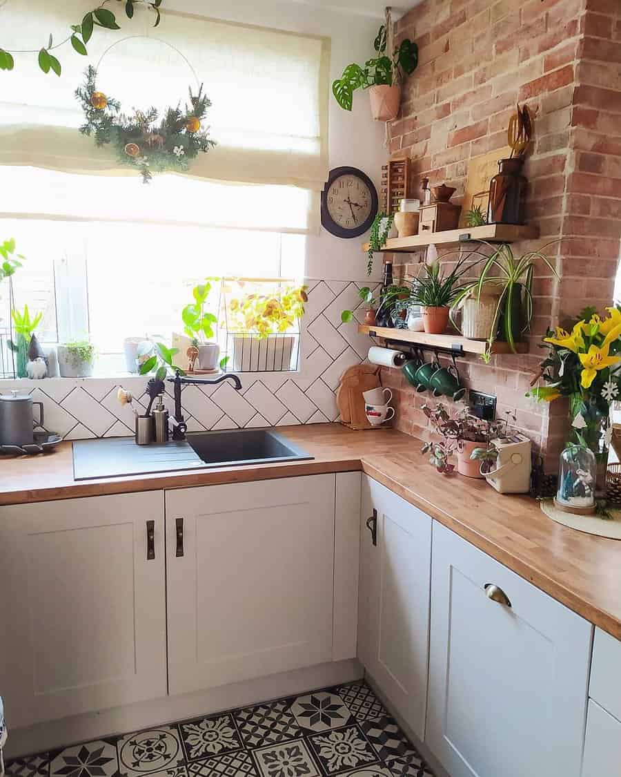 Rustic kitchen with wood countertop