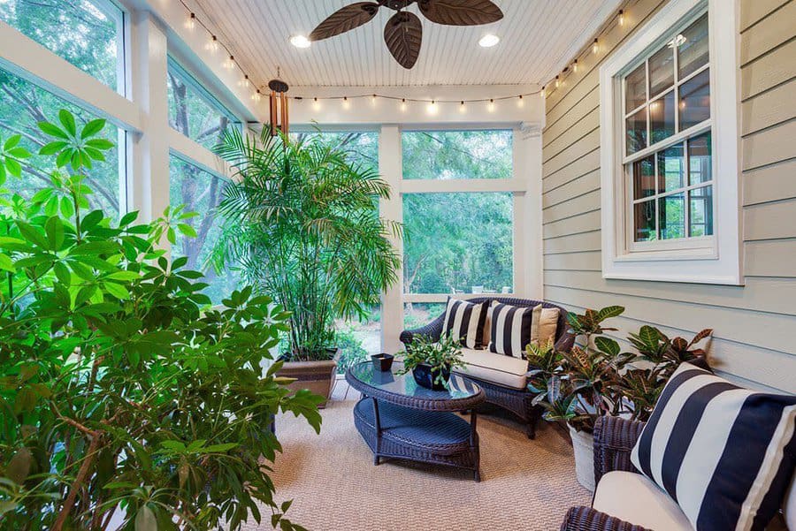 Back porch with plants 