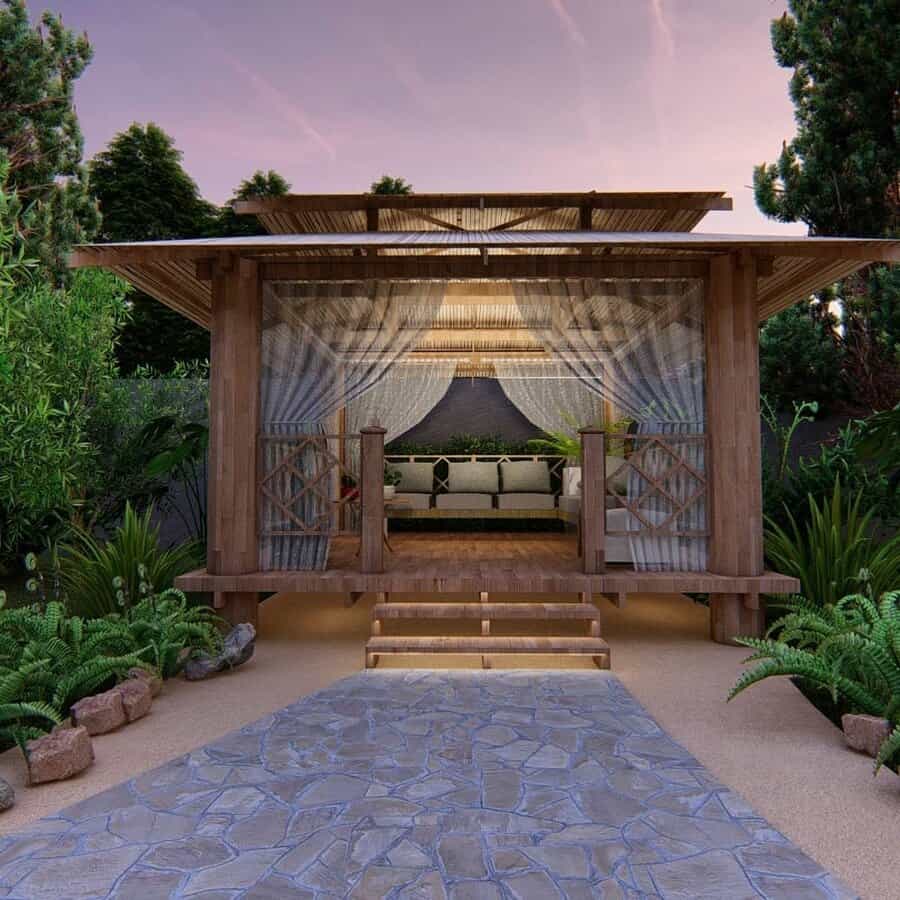 Gazebo with curtain