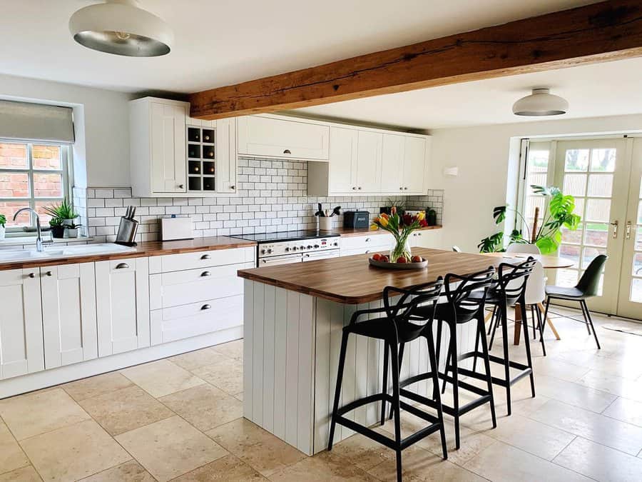 kitchen island with modern-style stool seating