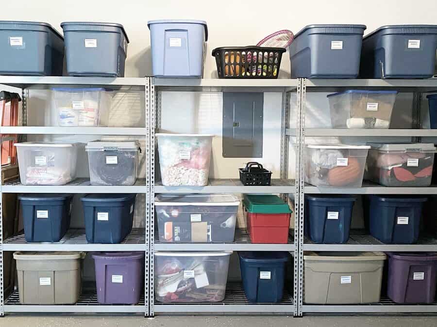 Labeled storage bins