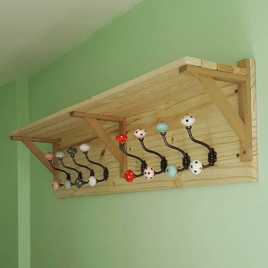 Hat shelf with DIY hooks 