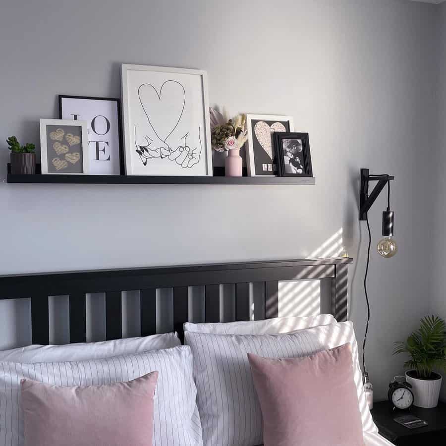 Bedroom floating shelves