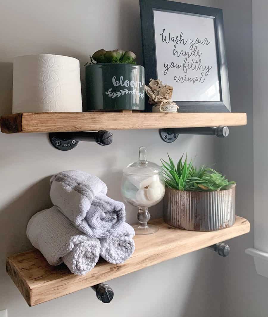 Floating towel shelves 