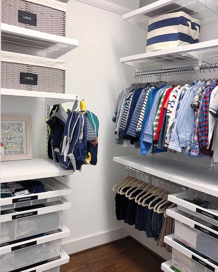 Walk in closet with organizers