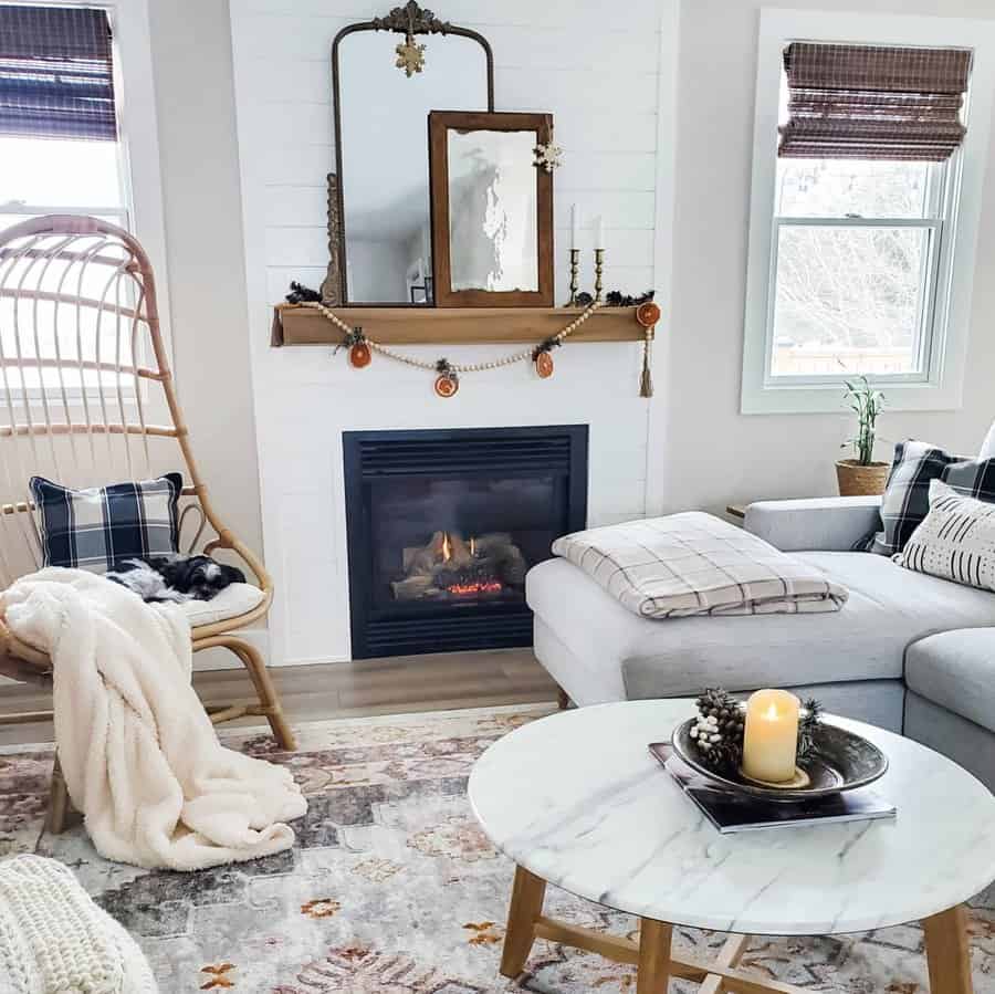 Shiplap fireplace wall