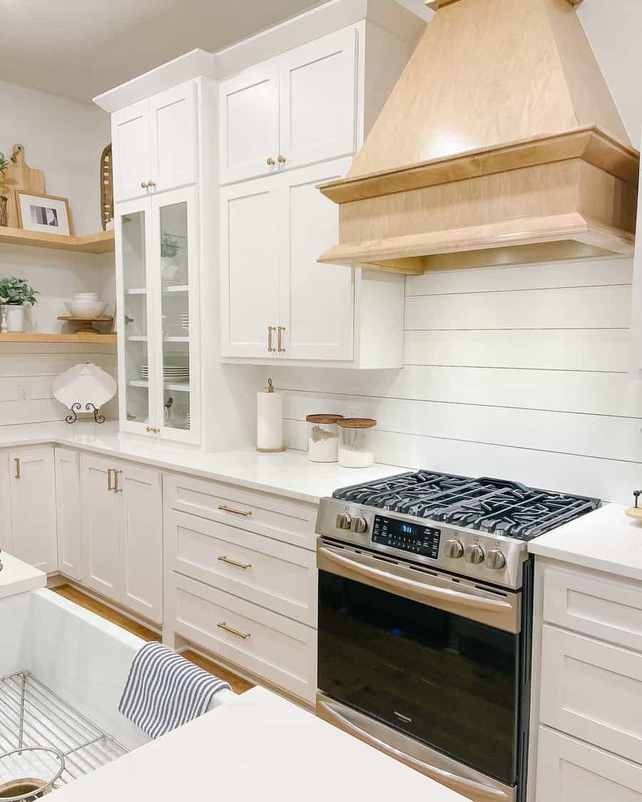 Shiplap paneling kitchen backsplash