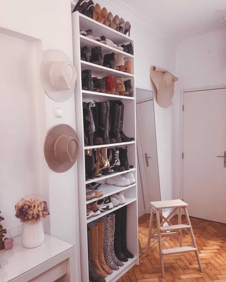 walk-in closet with shoe storage