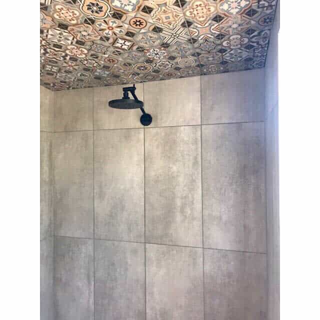 decorative graphic tile ceiling