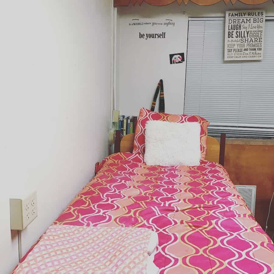 dorm room with gallery wall