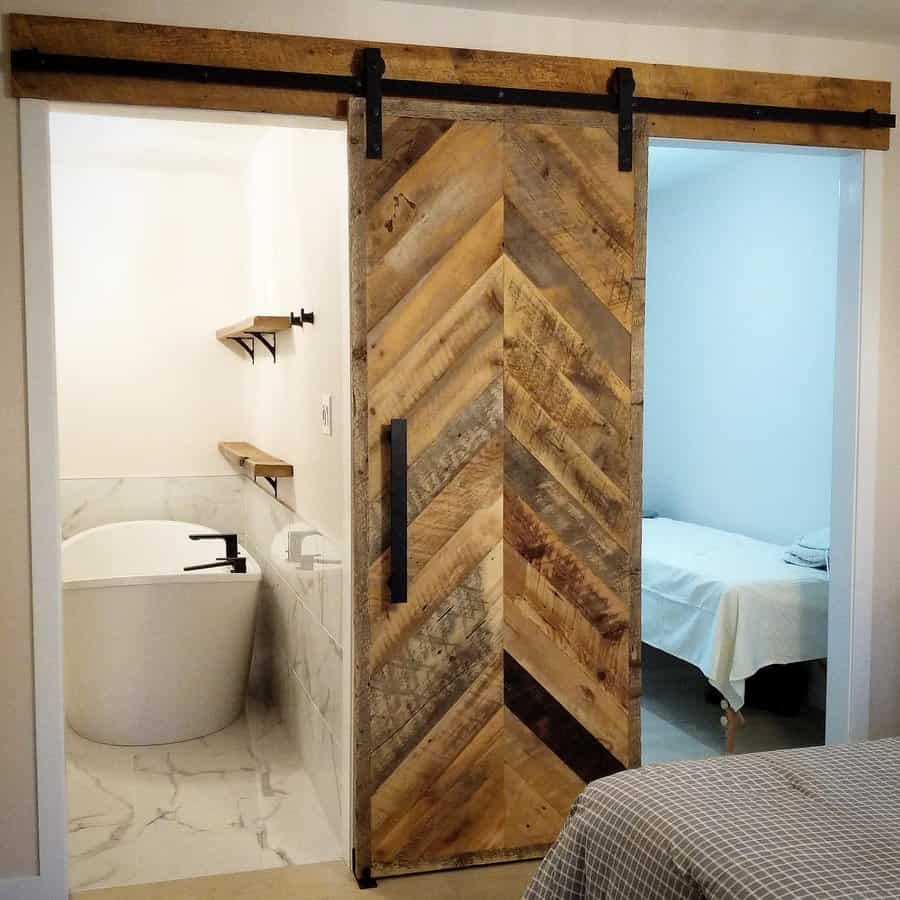 farmhouse-style sliding bathroom door