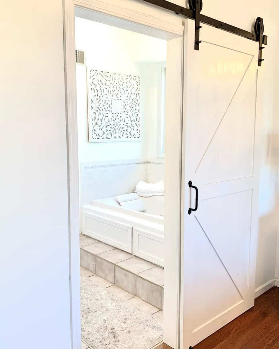 Farmhouse style sliding bathroom door