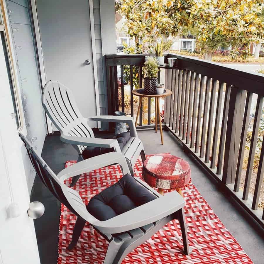 apartment patio with area rug