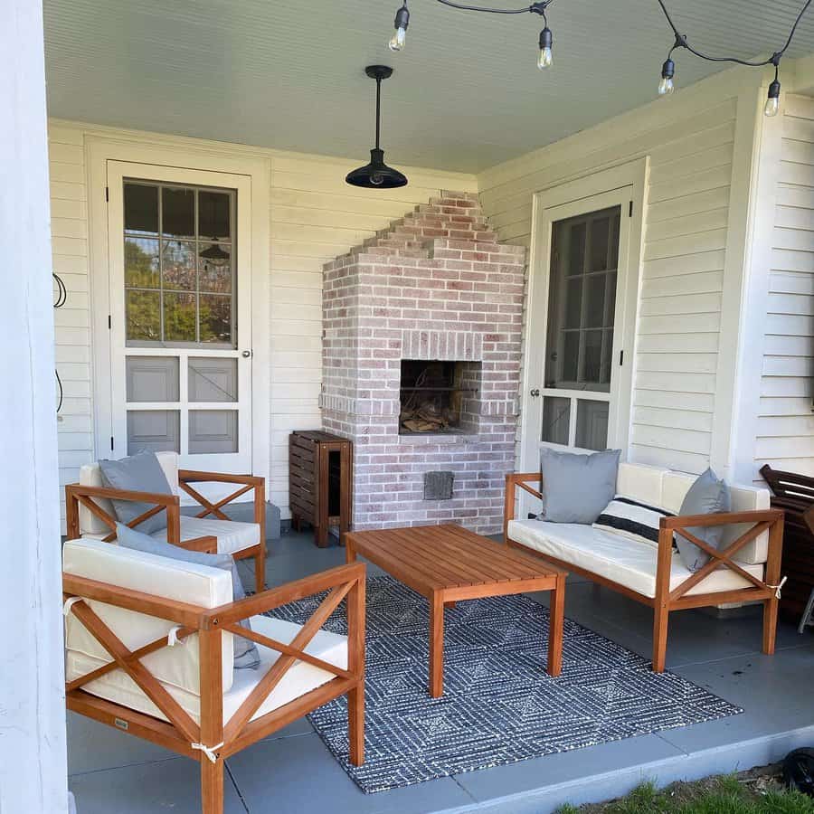 Back porch with brick oven