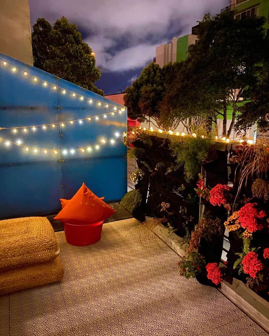 patio with string lights 