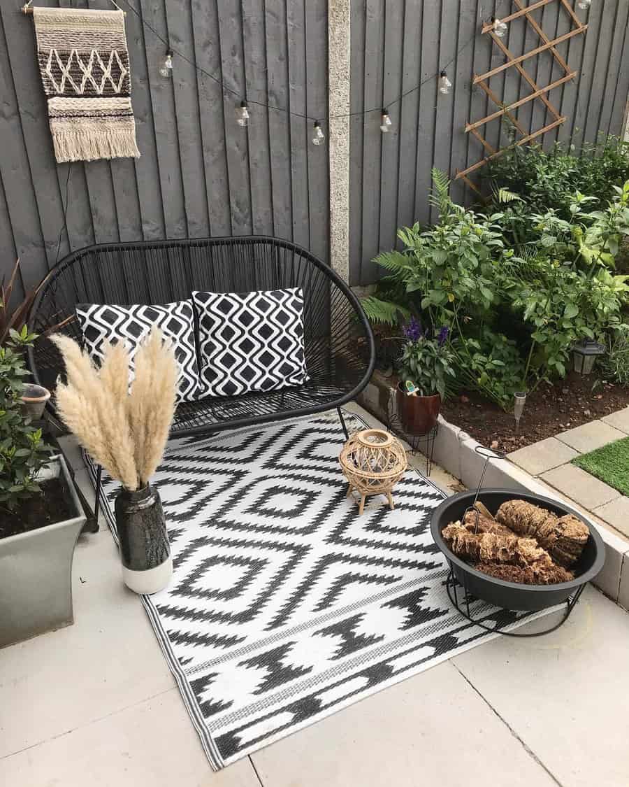 patio with raised garden bed 