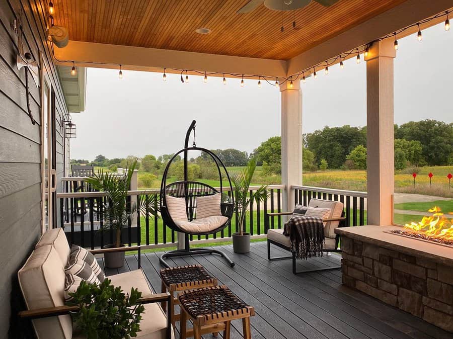 Covered deck with sofa couches