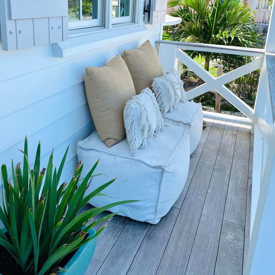 patio seating with throw pillows