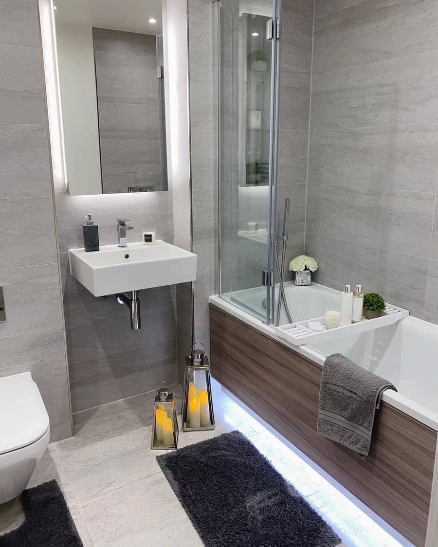 Modern grey bathroom with sleek fixtures