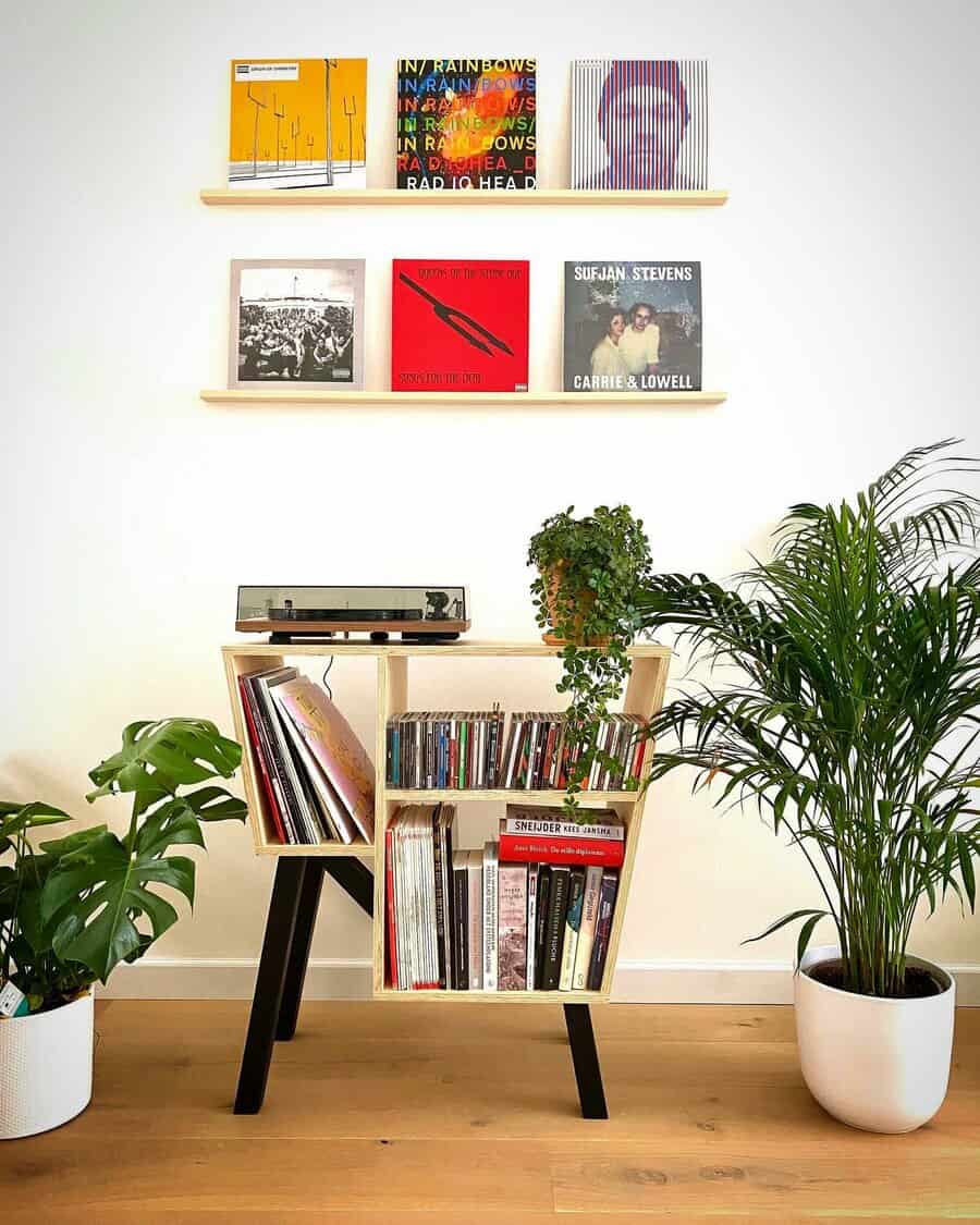 retro-inspired vinyl shelf