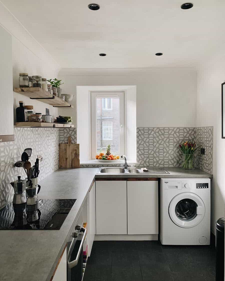 White kitchen with wooden decor