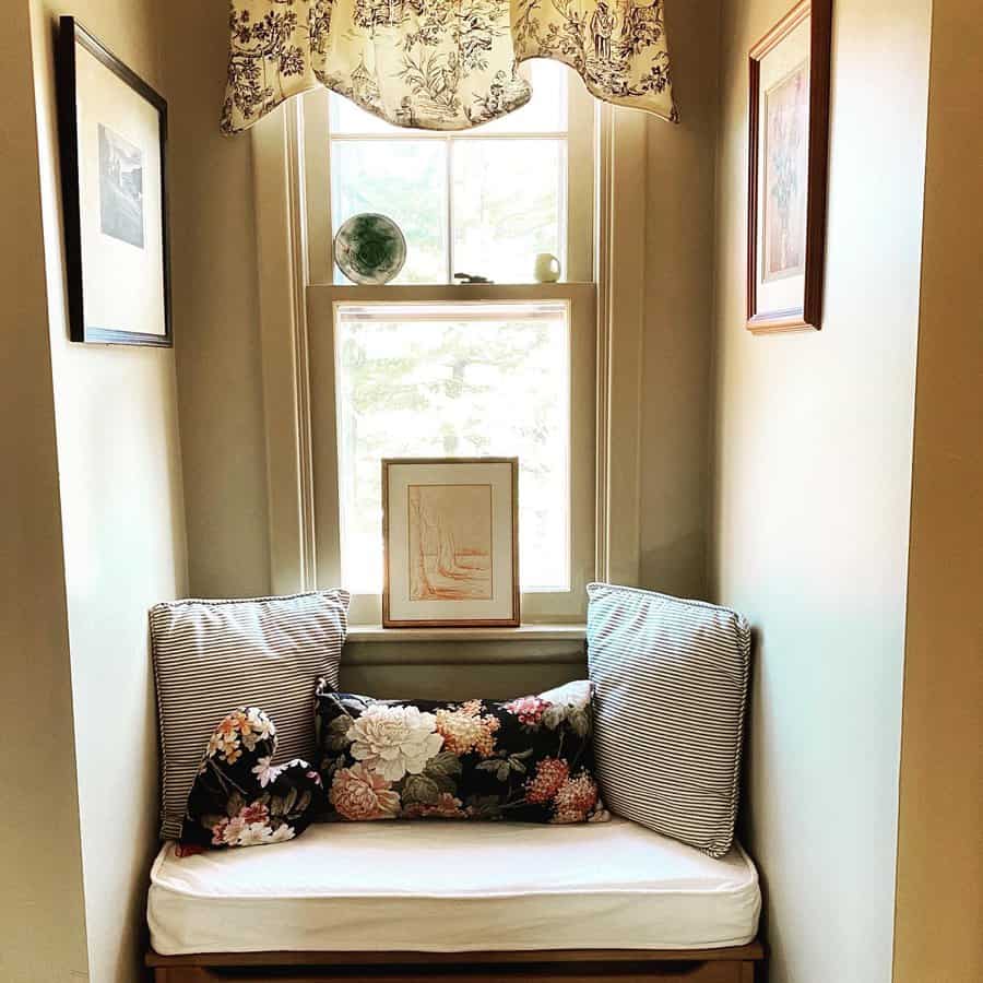 Window seat with windowsill decor