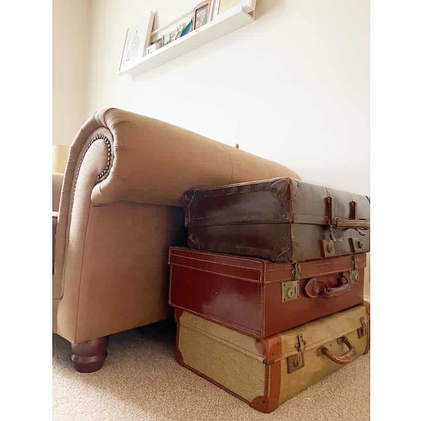 Repurposed closet trunk coffee table