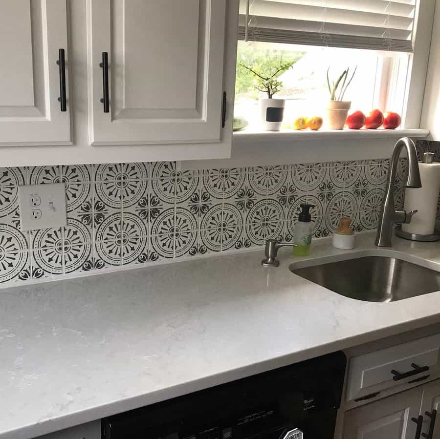 Stenciled kitchen backsplash