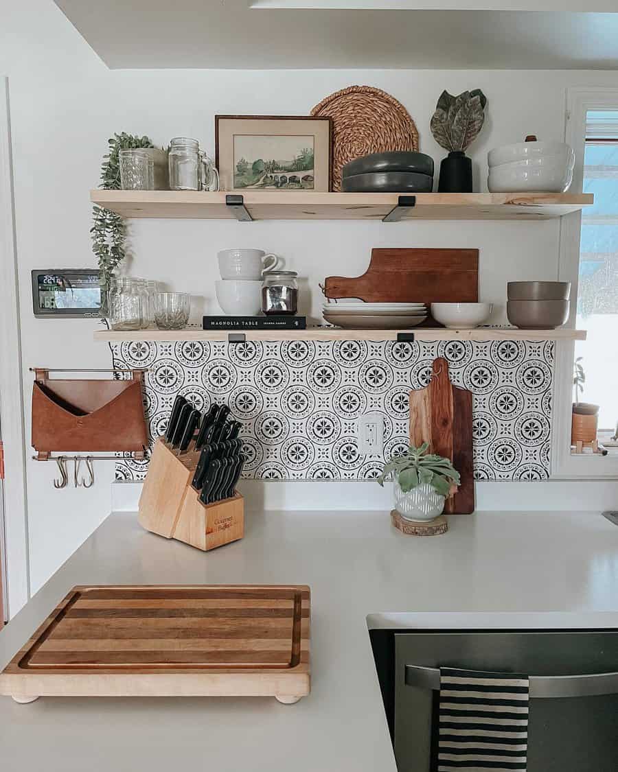 Stenciled kitchen backsplash