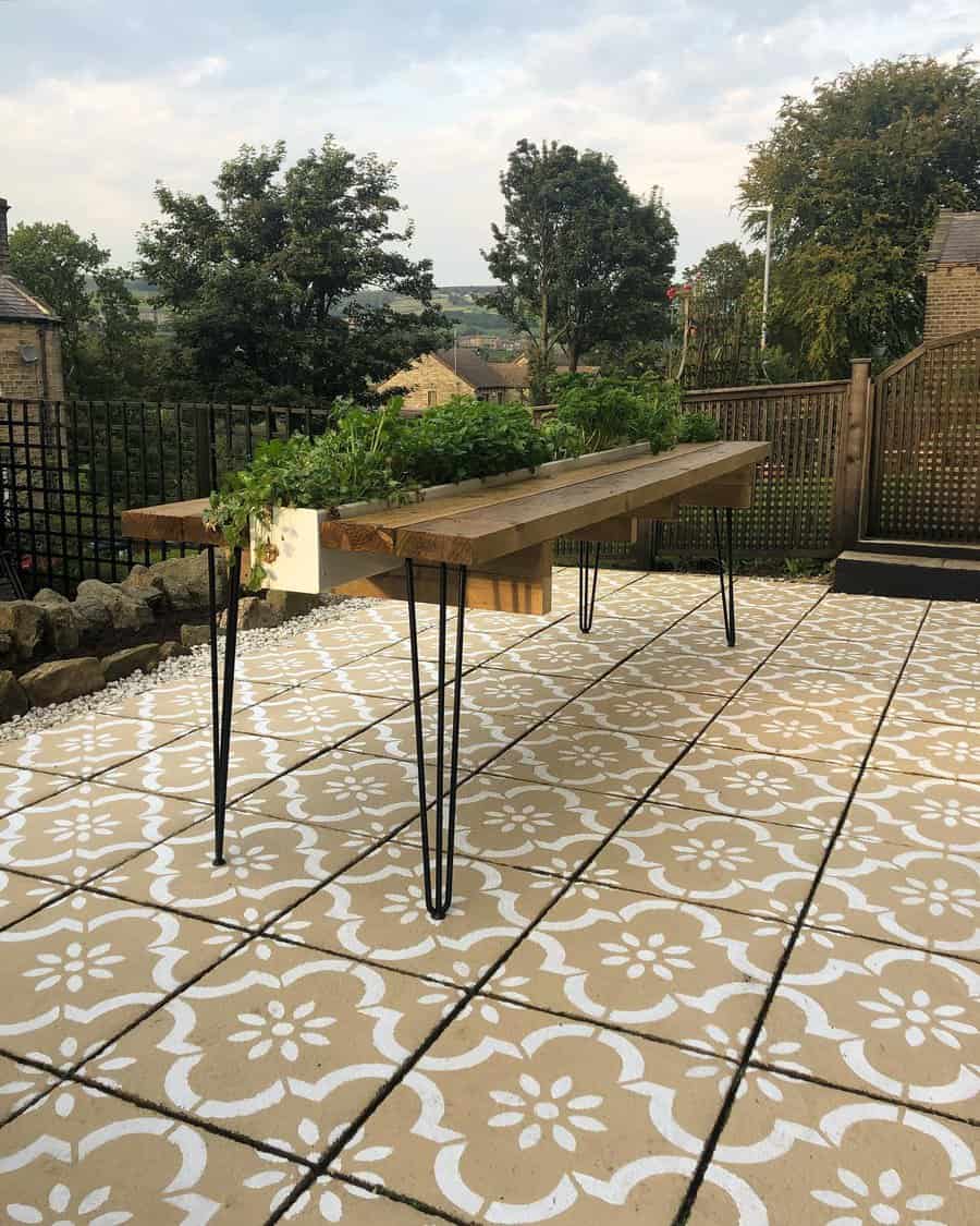Concrete Patio With Decorative Outdoor Tiles