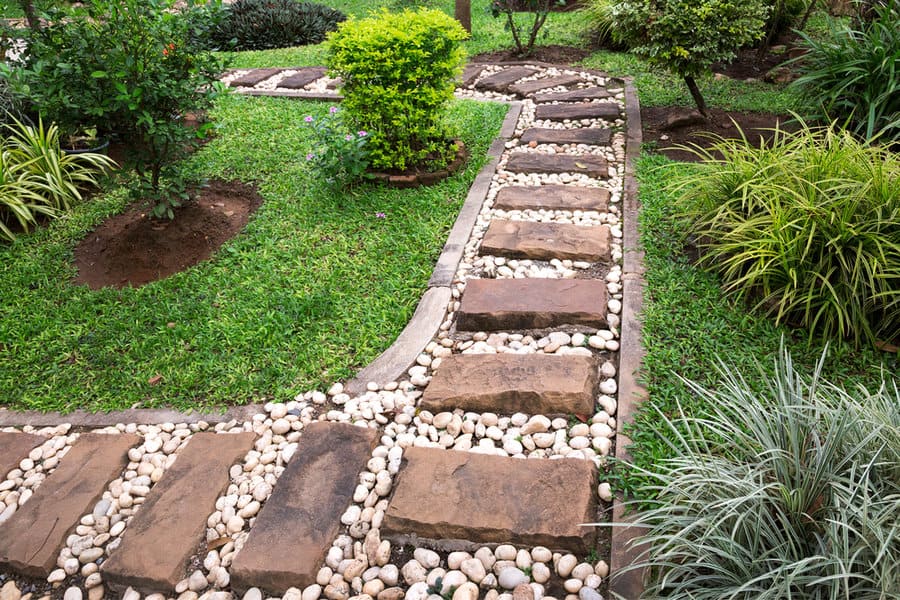 Pavers on pebbles