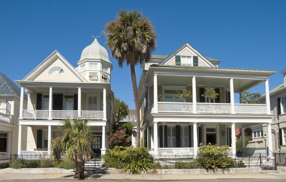 Colonial house with posts