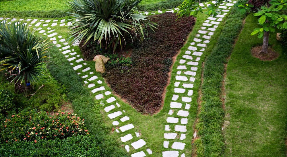 Cobblestone garden path