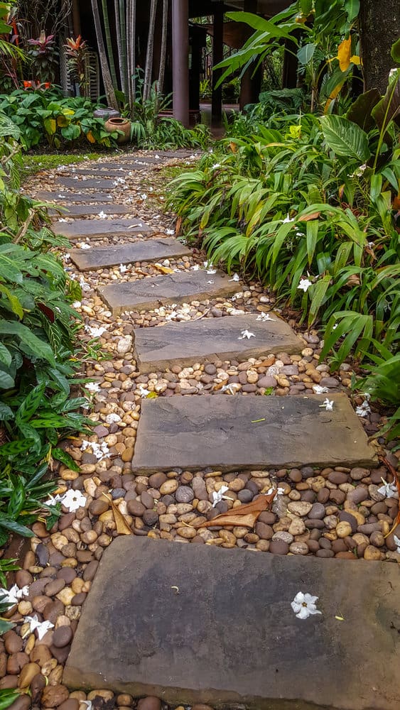 Pavers on pebbles