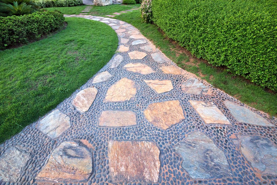 Pavers on pebbles