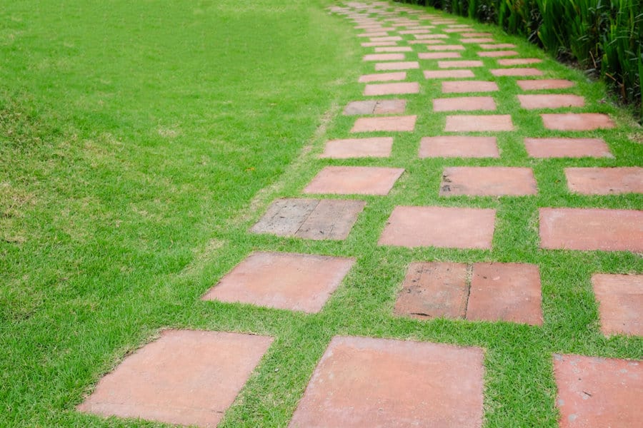 Pavers on grass