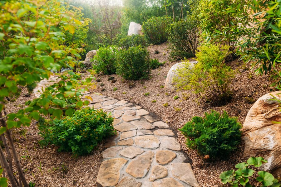 Cobblestone garden path